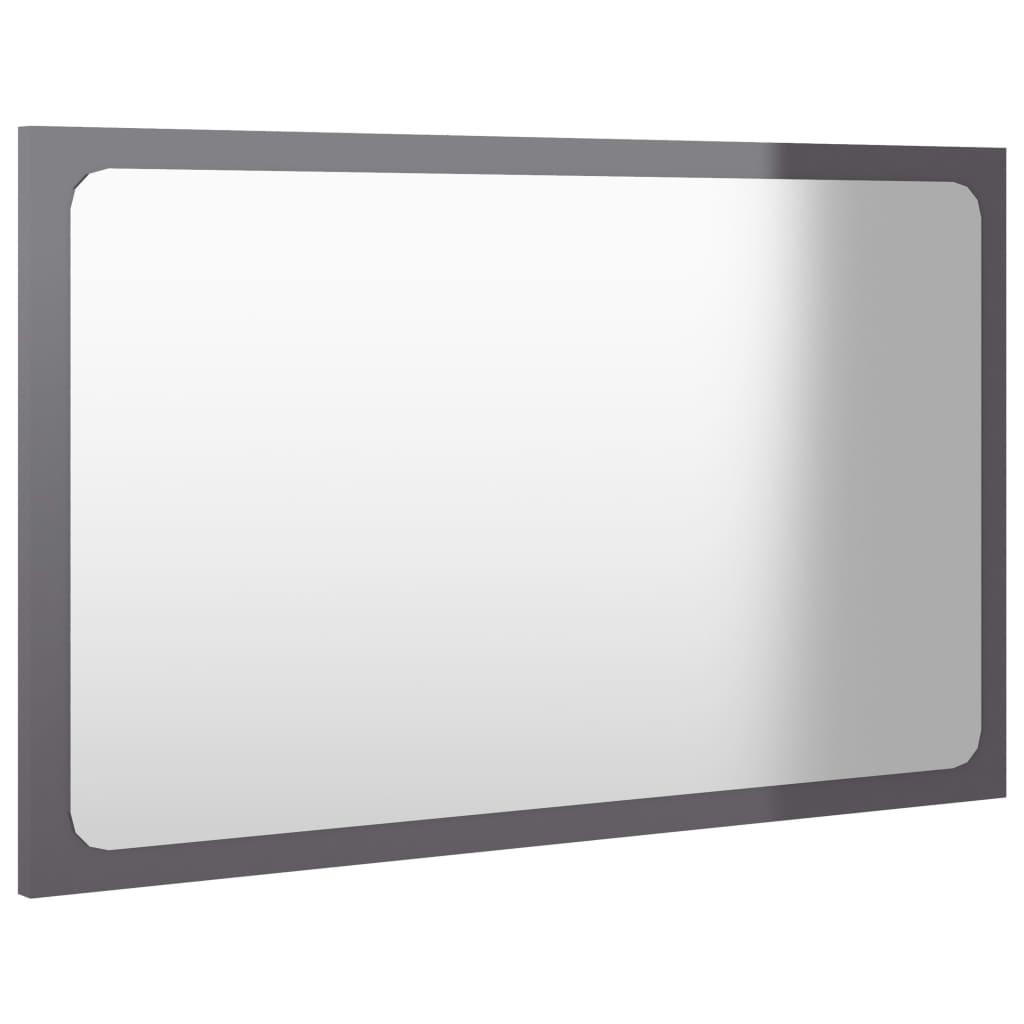 Bathroom Mirror High Gloss Grey 60x1.5x37 cm Engineered Wood