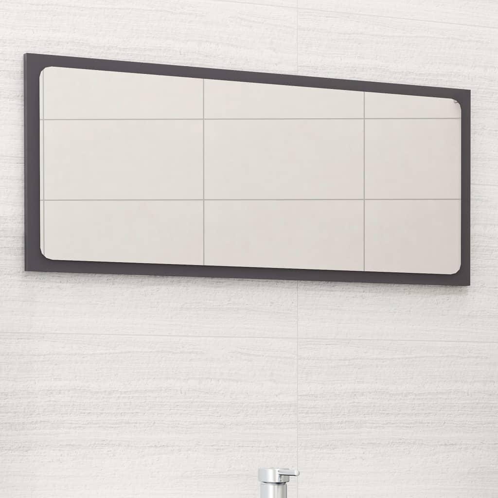 Bathroom Mirror High Gloss Grey 80x1.5x37 cm Engineered Wood