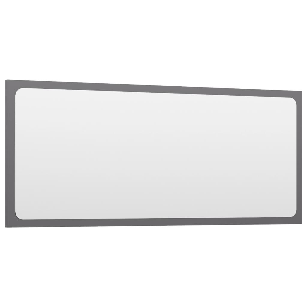 Bathroom Mirror High Gloss Grey 90x1.5x37 cm Engineered Wood