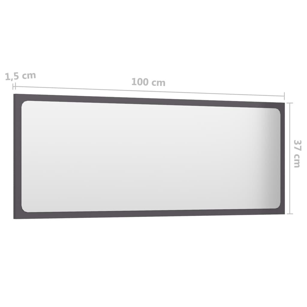 Bathroom Mirror High Gloss Grey 100x1.5x37 cm Engineered Wood