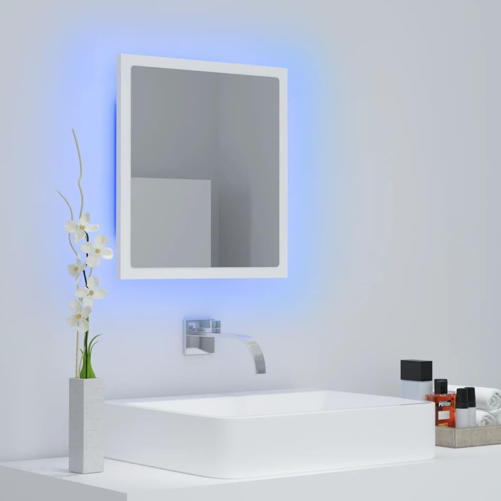 LED Bathroom Mirror White 40x8.5x37 cm Engineered Wood