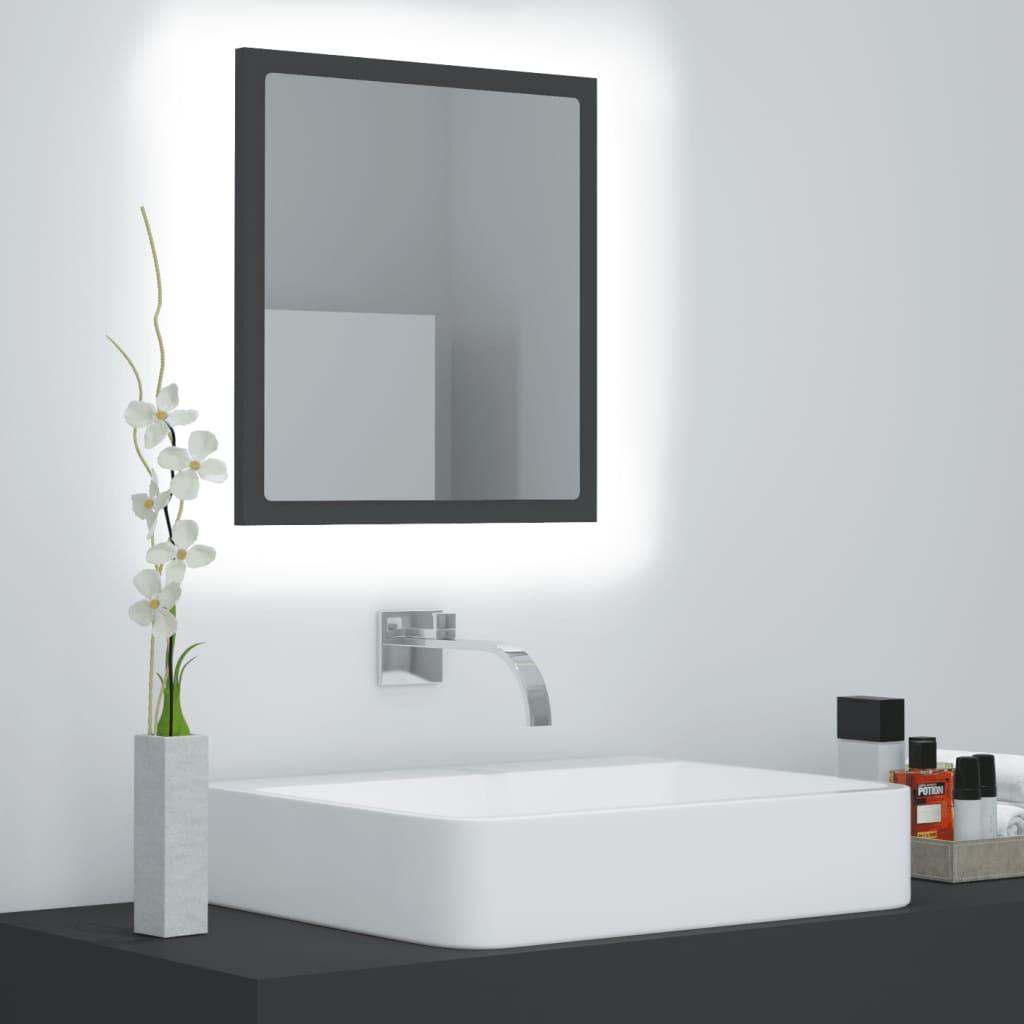 LED Bathroom Mirror Grey 40x8.5x37 cm Acrylic