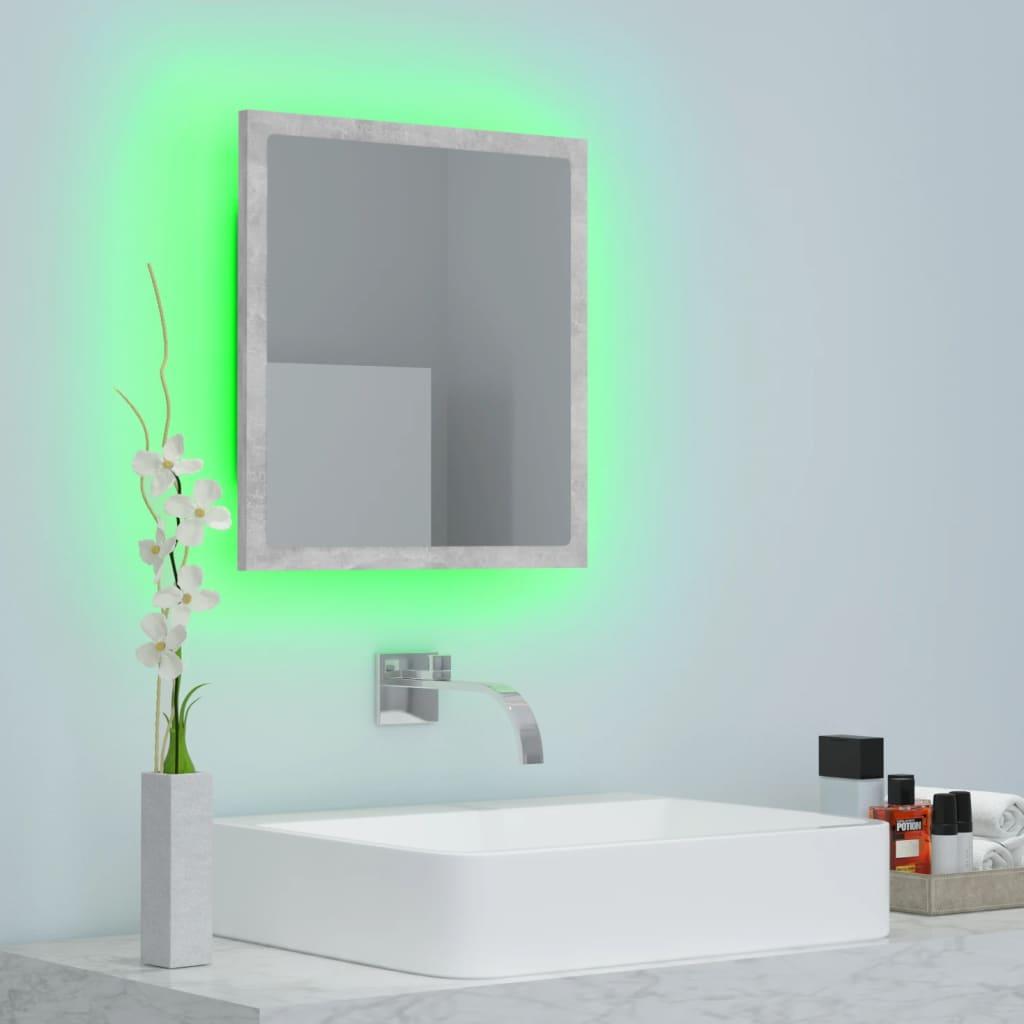 LED Bathroom Mirror Concrete Grey 40x8.5x37 cm Engineered Wood