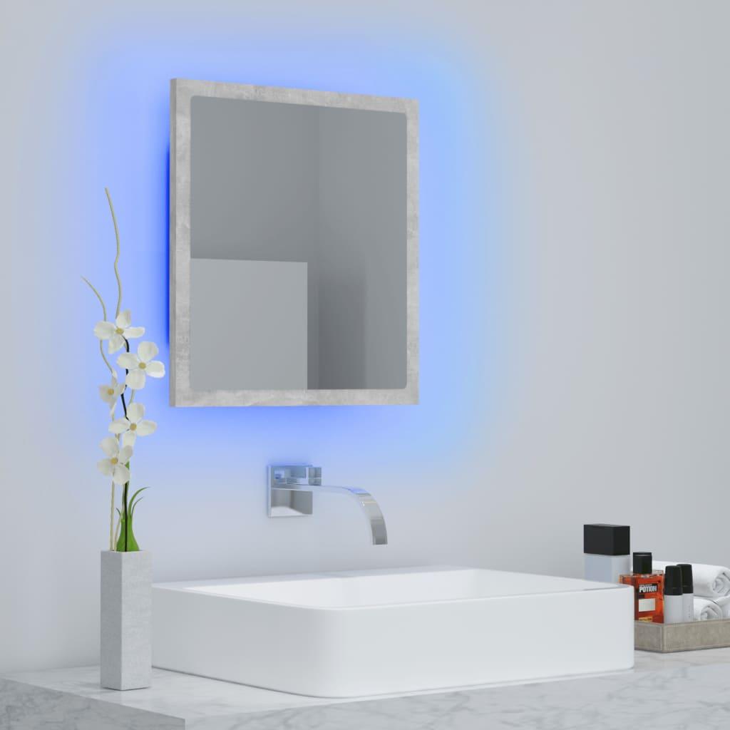 LED Bathroom Mirror Concrete Grey 40x8.5x37 cm Engineered Wood