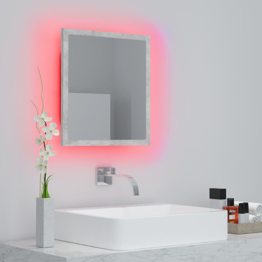 LED Bathroom Mirror Concrete Grey 40x8.5x37 cm Engineered Wood