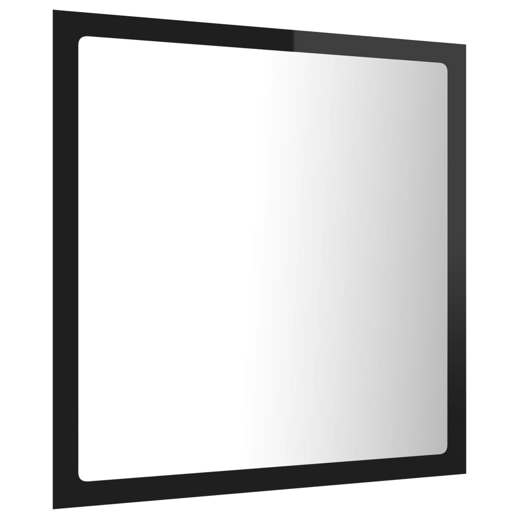 LED Bathroom Mirror High Gloss Black 40x8.5x37 cm Engineered Wood