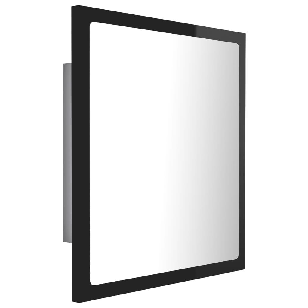 LED Bathroom Mirror High Gloss Black 40x8.5x37 cm Engineered Wood