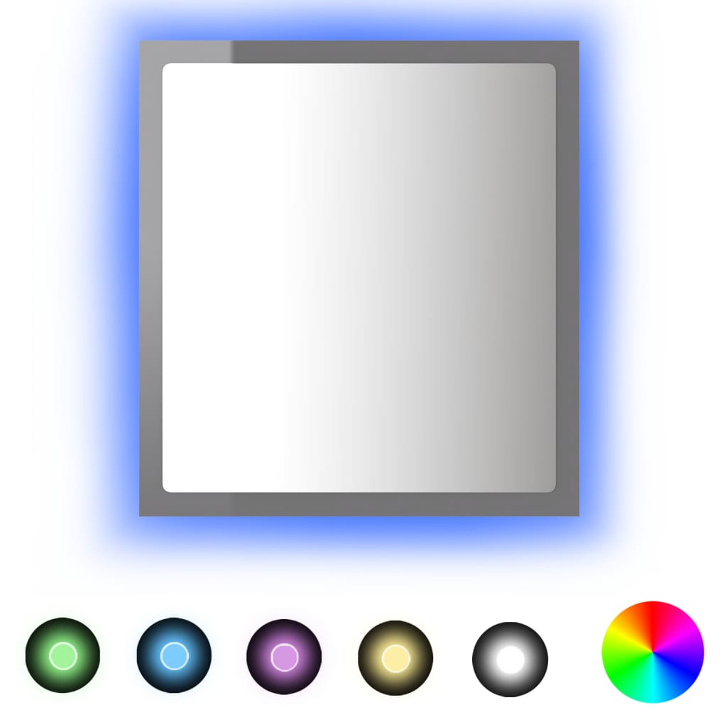 LED Bathroom Mirror High Gloss Grey 40x8.5x37 cm Acrylic