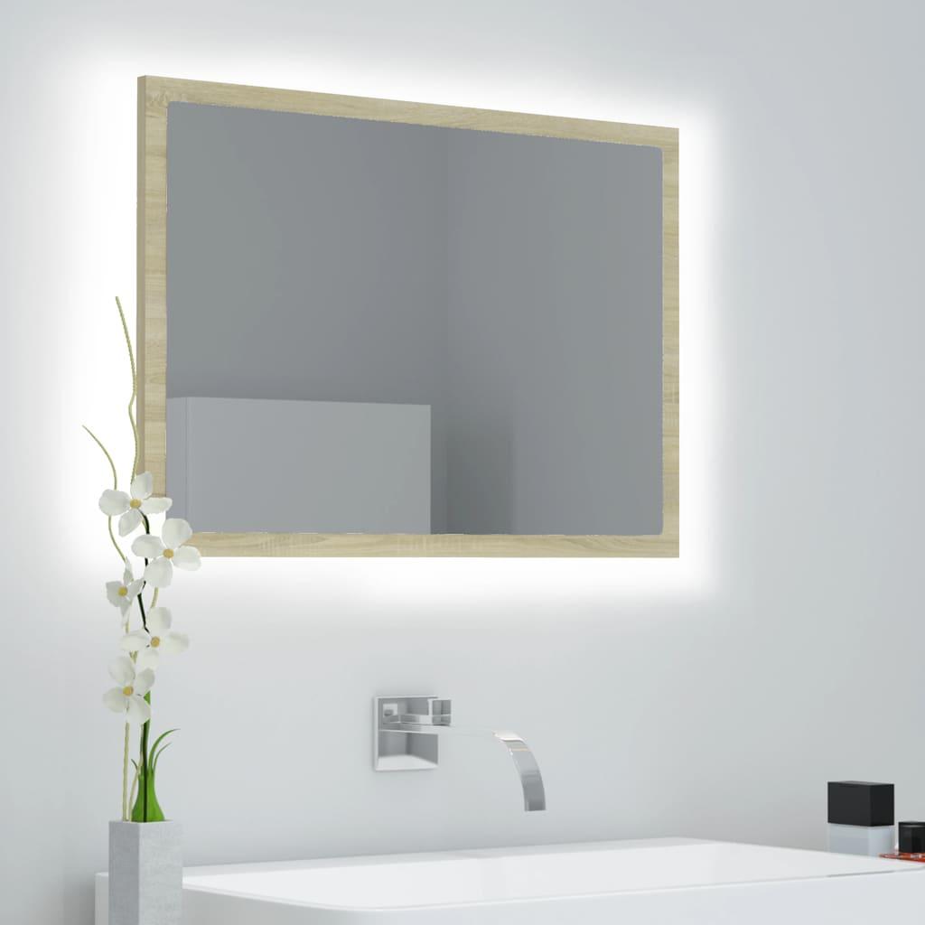 LED Bathroom Mirror Sonoma Oak 60x8.5x37 cm Engineered Wood