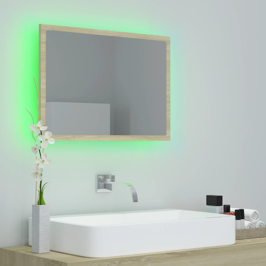 LED Bathroom Mirror Sonoma Oak 60x8.5x37 cm Engineered Wood