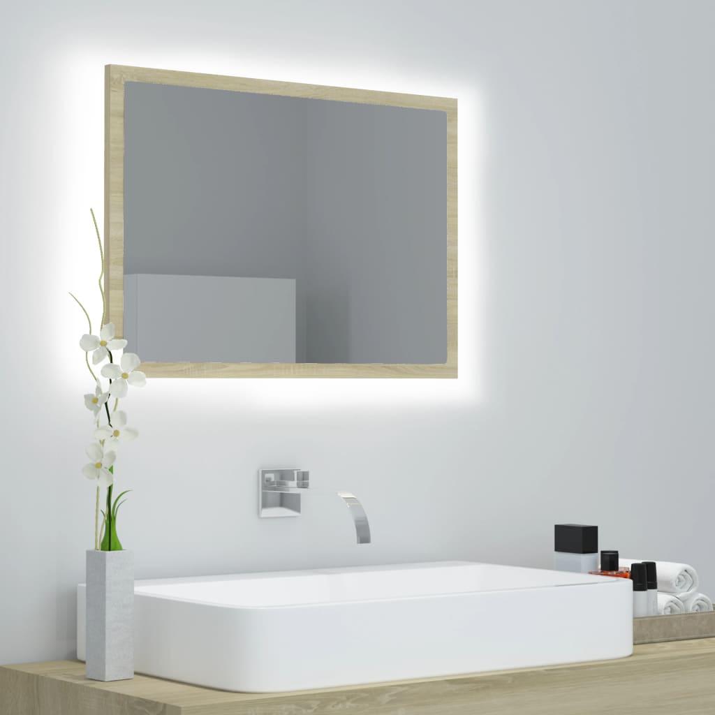 LED Bathroom Mirror Sonoma Oak 60x8.5x37 cm Engineered Wood