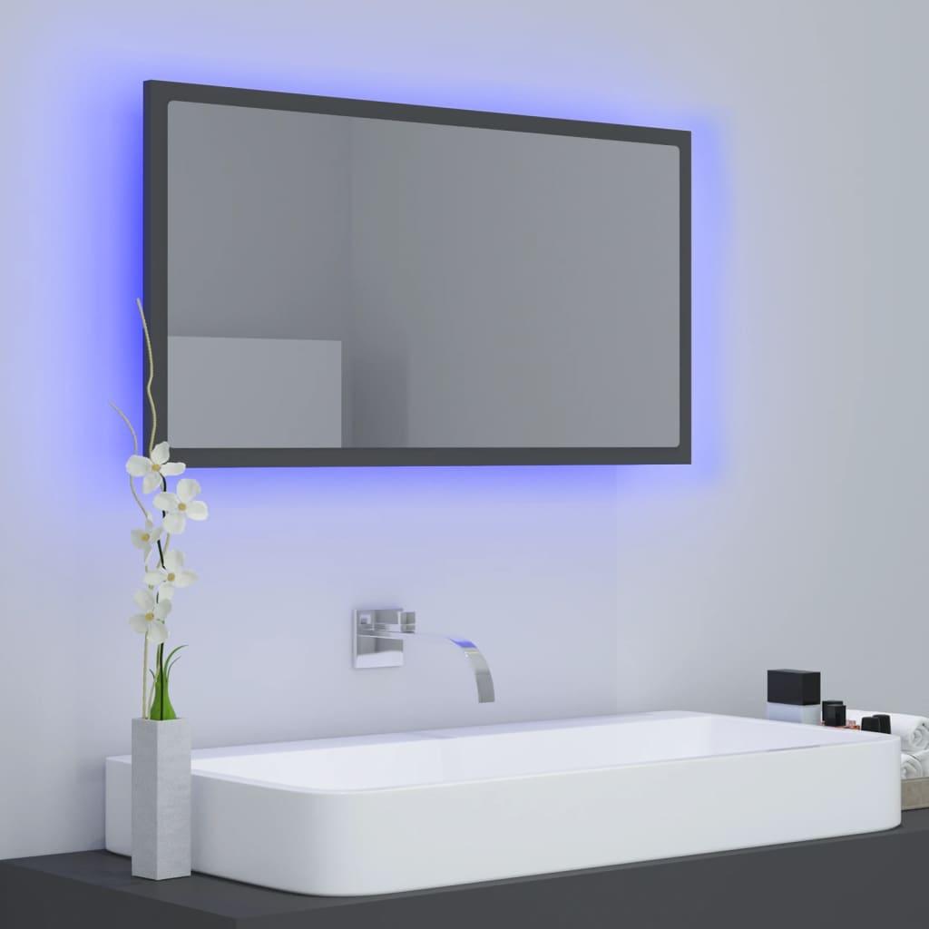 LED Bathroom Mirror Grey 80x8.5x37 cm Acrylic