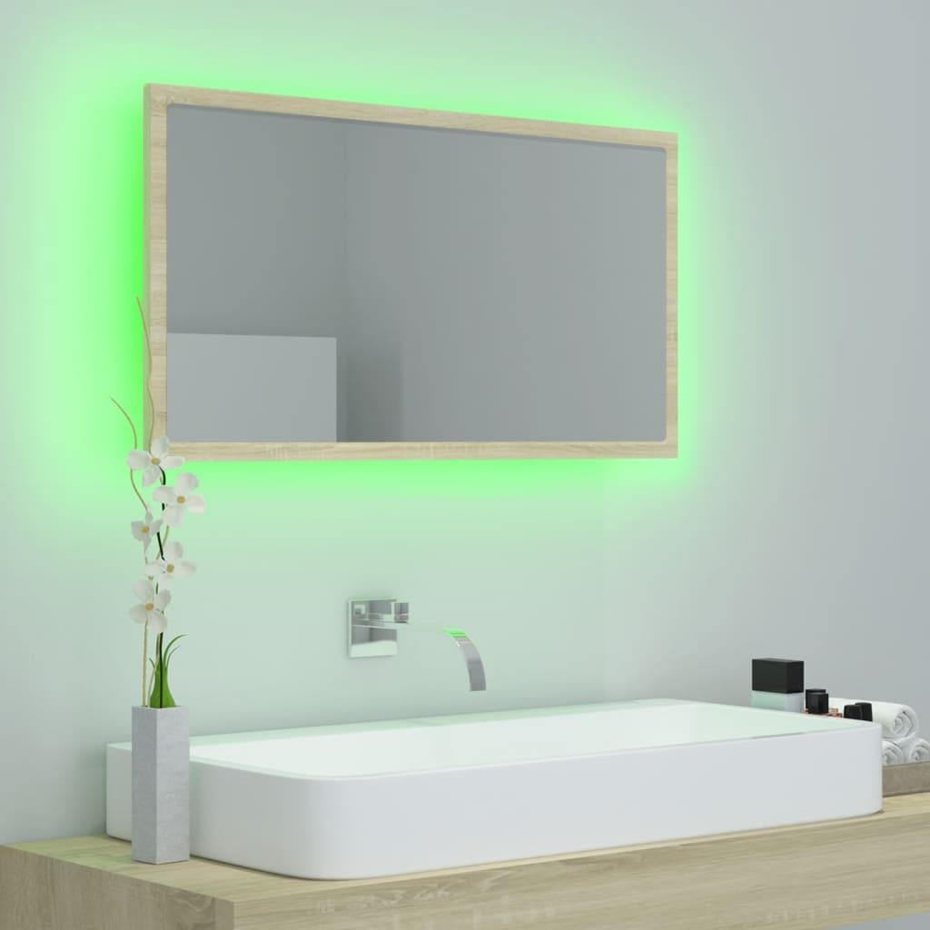 LED Bathroom Mirror Sonoma Oak 80x8.5x37 cm Engineered Wood