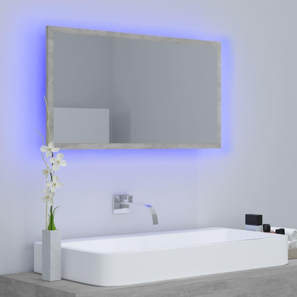 LED Bathroom Mirror Concrete Grey 80x8.5x37 cm Acrylic