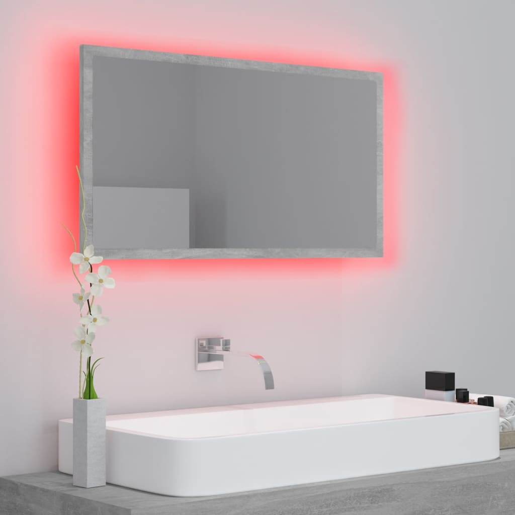 LED Bathroom Mirror Concrete Grey 80x8.5x37 cm Acrylic
