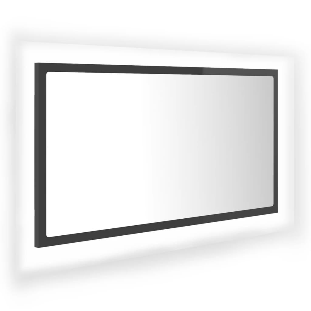 LED Bathroom Mirror High Gloss Grey 80x8.5x37 cm Engineered Wood