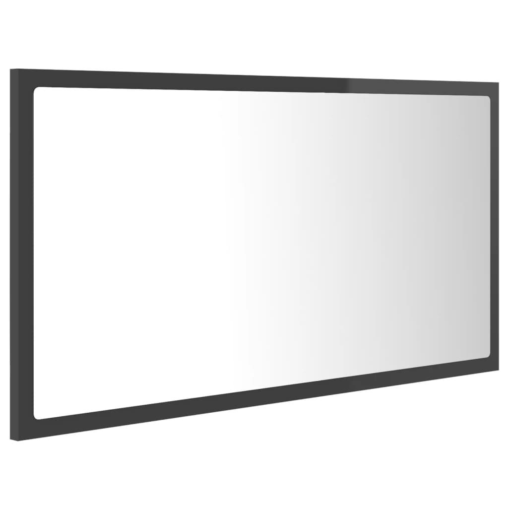 LED Bathroom Mirror High Gloss Grey 80x8.5x37 cm Engineered Wood