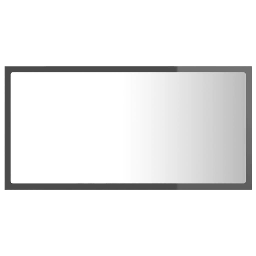 LED Bathroom Mirror High Gloss Grey 80x8.5x37 cm Engineered Wood