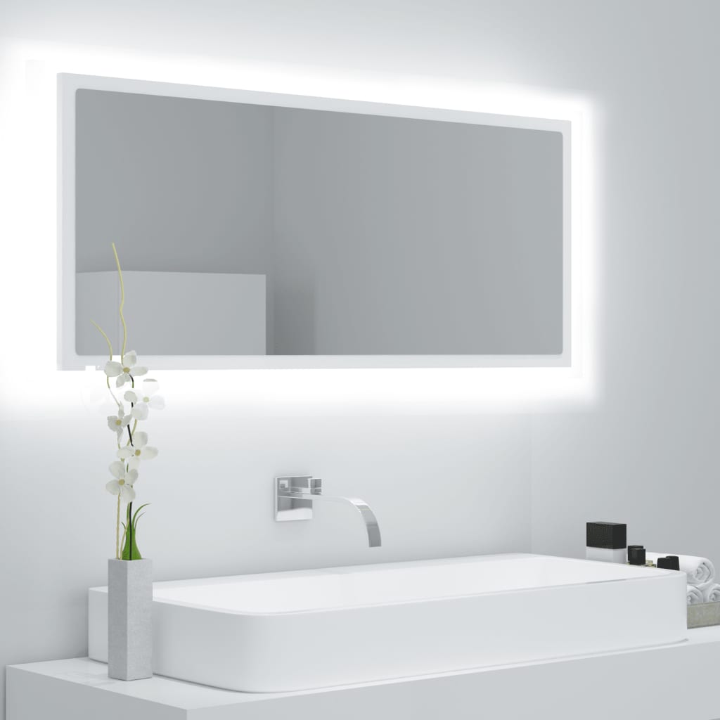 LED Bathroom Mirror White 100x8.5x37 cm Acrylic