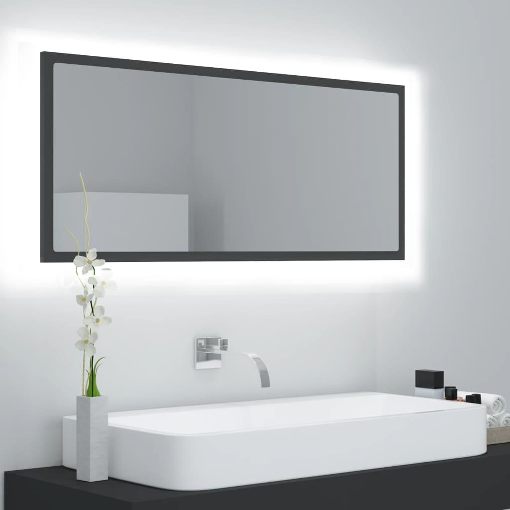 LED Bathroom Mirror Grey 100x8.5x37 cm Acrylic