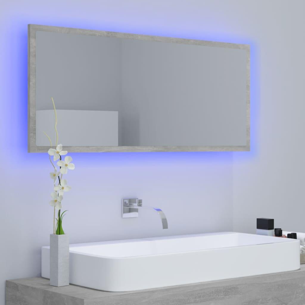 LED Bathroom Mirror Concrete Grey 100x8.5x37 cm Acrylic