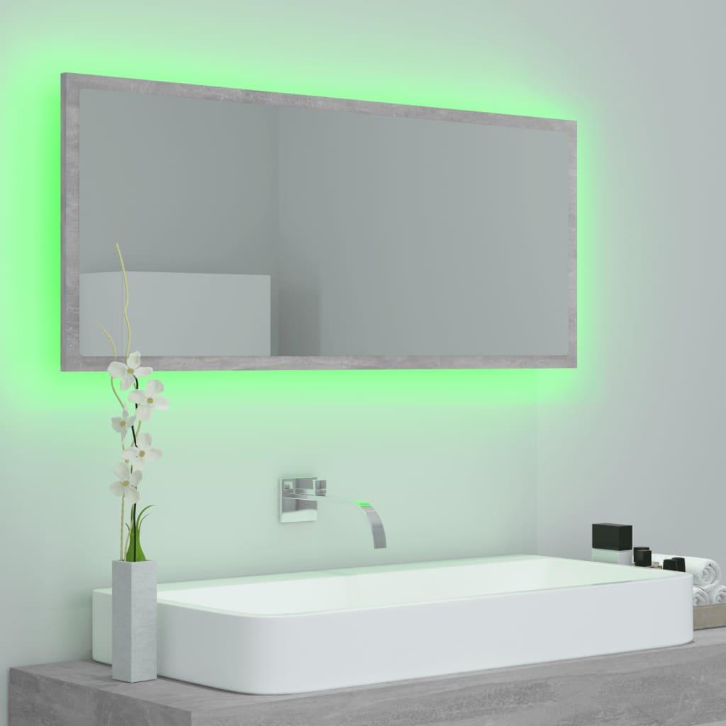 LED Bathroom Mirror Concrete Grey 100x8.5x37 cm Acrylic