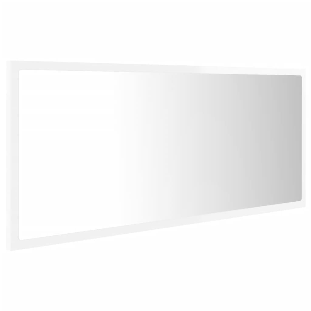 LED Bathroom Mirror High Gloss White 100x8.5x37 cm Acrylic