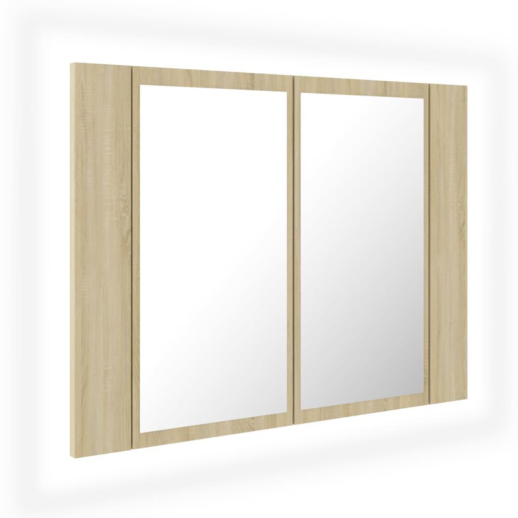 LED Bathroom Mirror Cabinet Sonoma Oak 60x12x45 cm