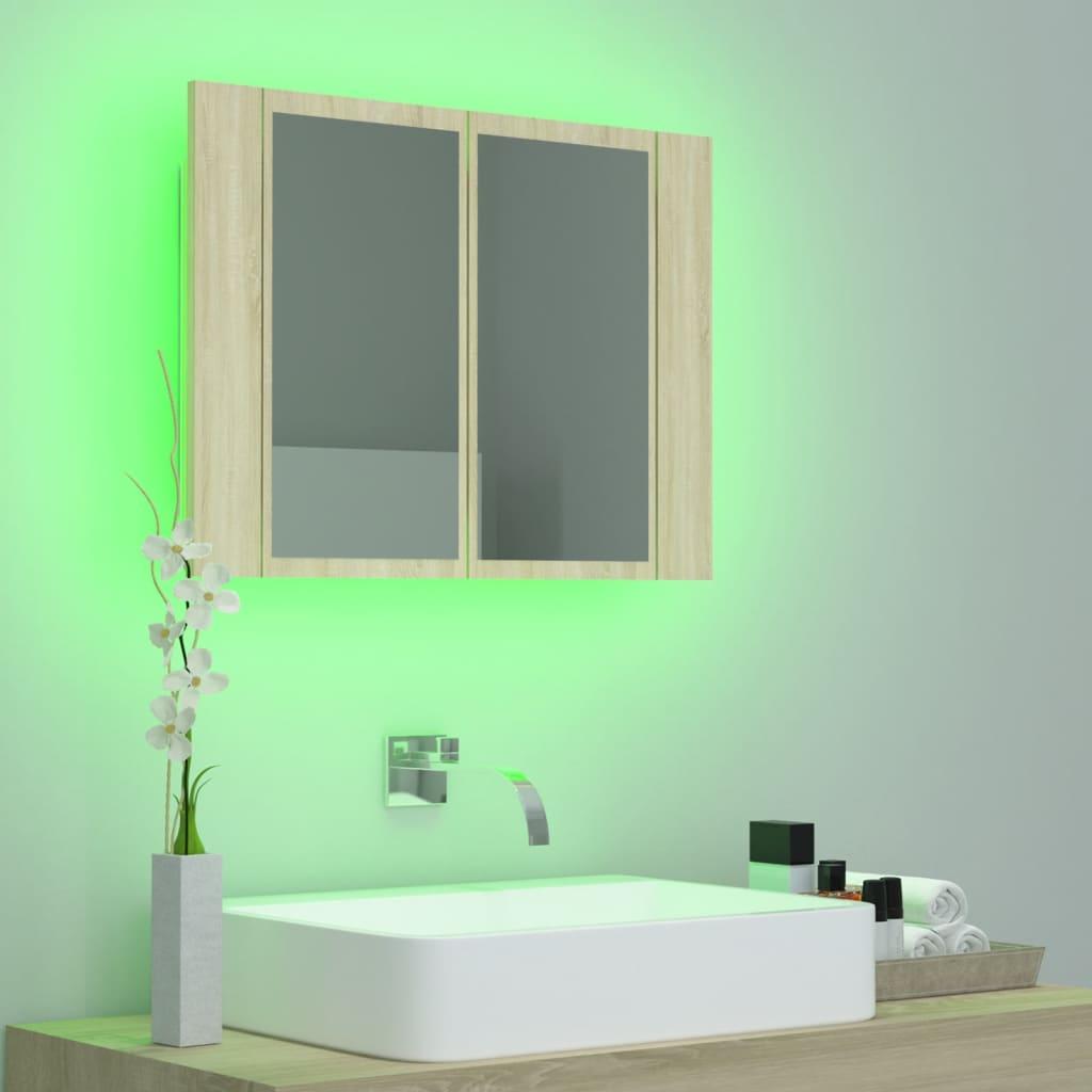 LED Bathroom Mirror Cabinet Sonoma Oak 60x12x45 cm