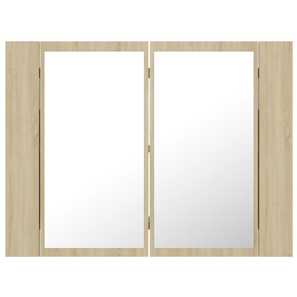 LED Bathroom Mirror Cabinet Sonoma Oak 60x12x45 cm