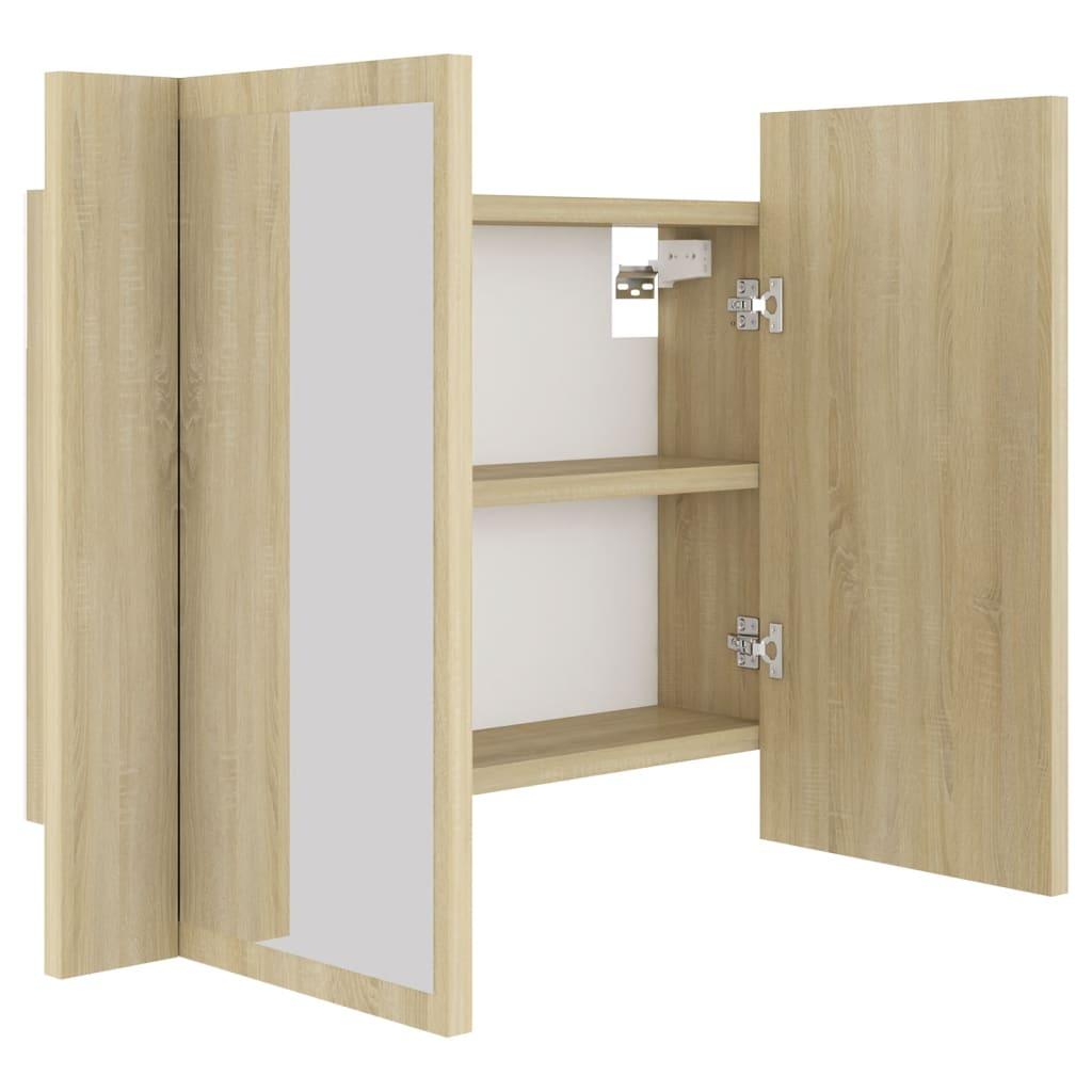 LED Bathroom Mirror Cabinet Sonoma Oak 60x12x45 cm