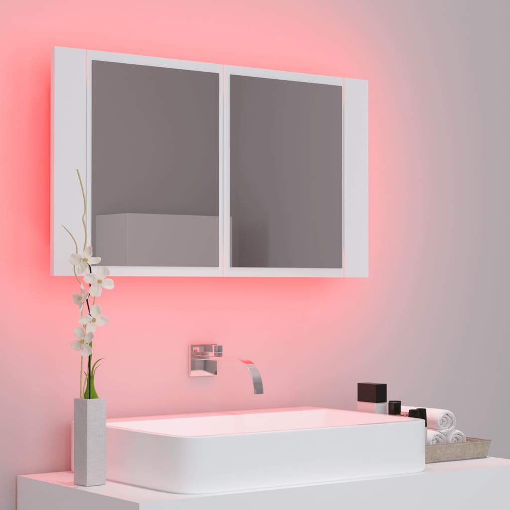 LED Bathroom Mirror Cabinet White 80x12x45 cm Acrylic