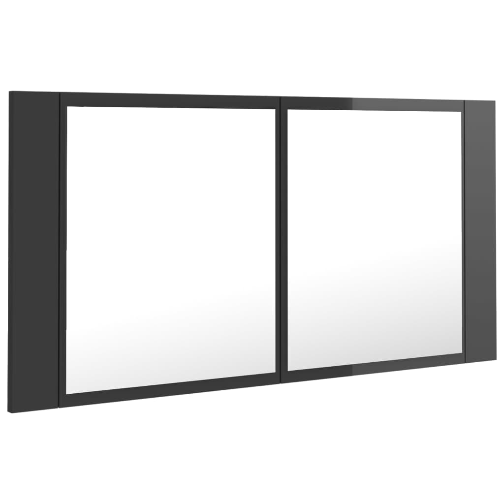 LED Bathroom Mirror Cabinet High Gloss Grey 90x12x45 cm Acrylic