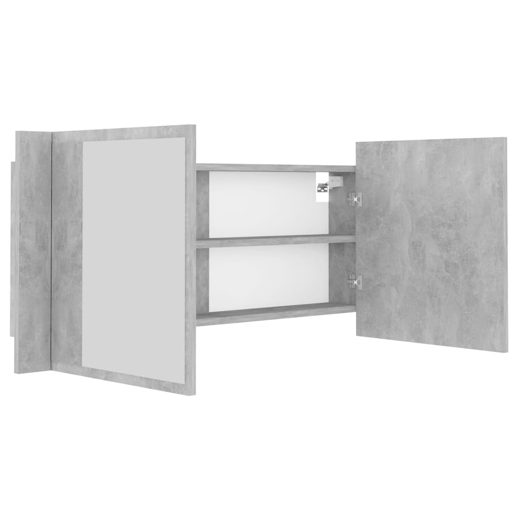 LED Bathroom Mirror Cabinet Concrete Grey 100x12x45 cm Acrylic