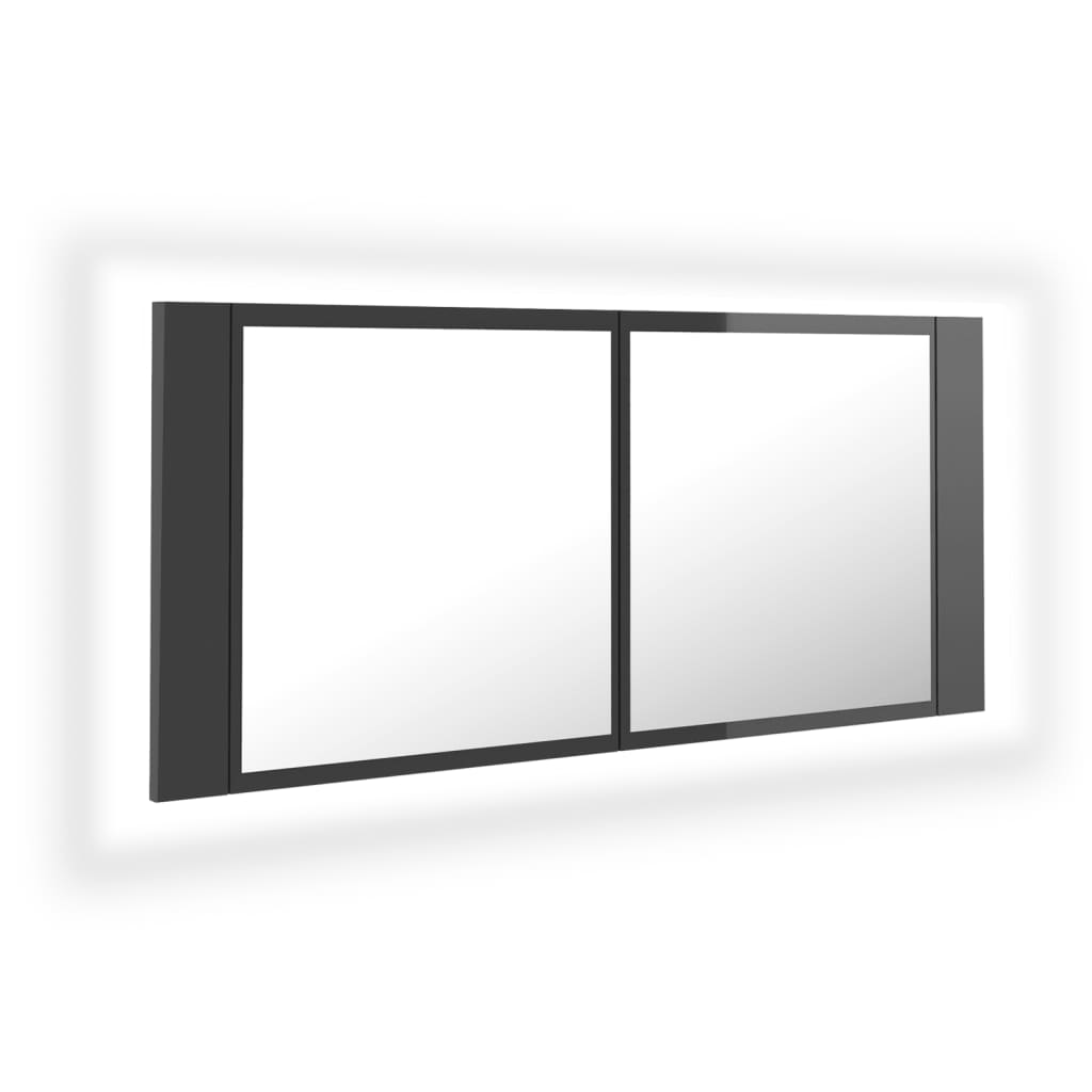 LED Bathroom Mirror Cabinet High Gloss Grey 100x12x45 cm Acrylic