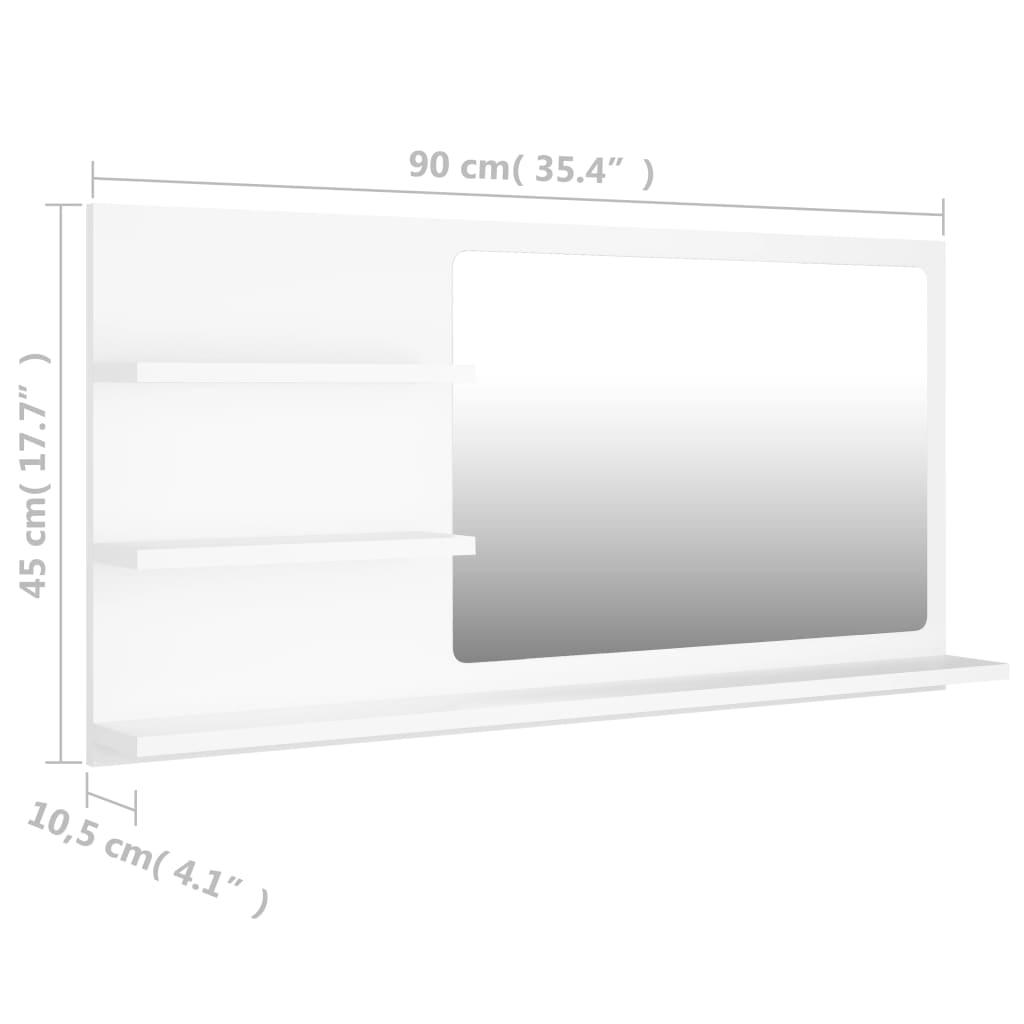 Bathroom Mirror White 90x10.5x45 cm Engineered Wood