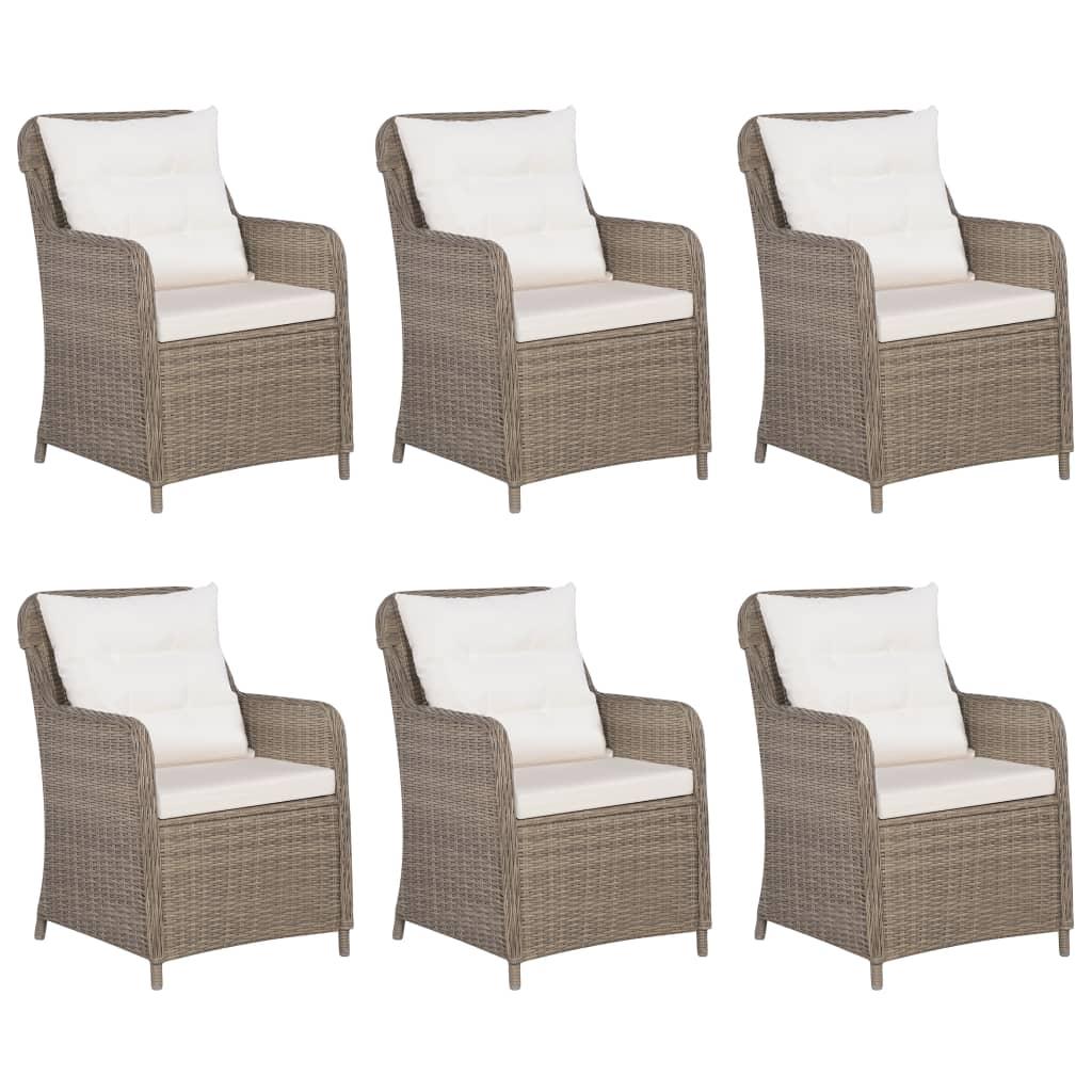 7 Piece Garden Dining Set Poly Rattan Brown
