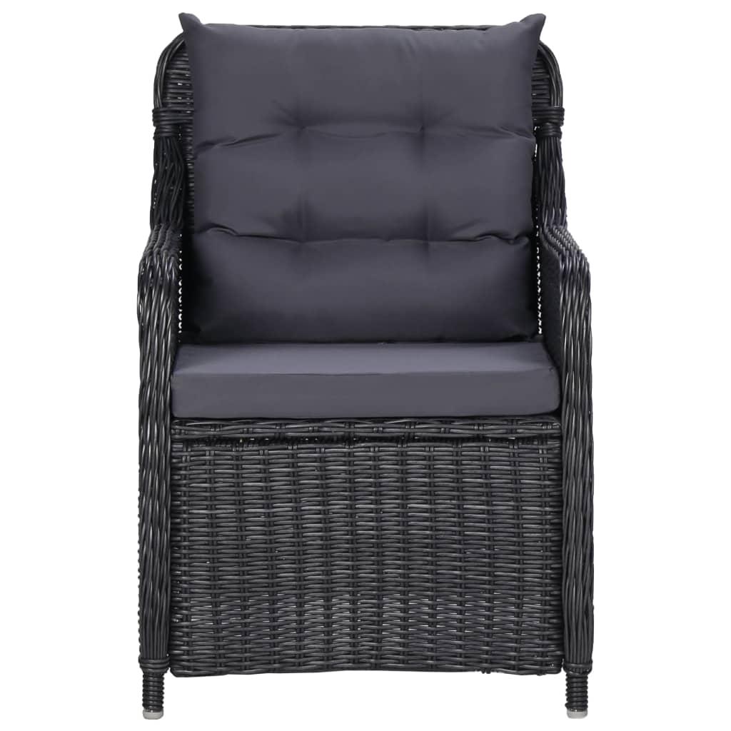 7 Piece Garden Dining Set Poly Rattan Black