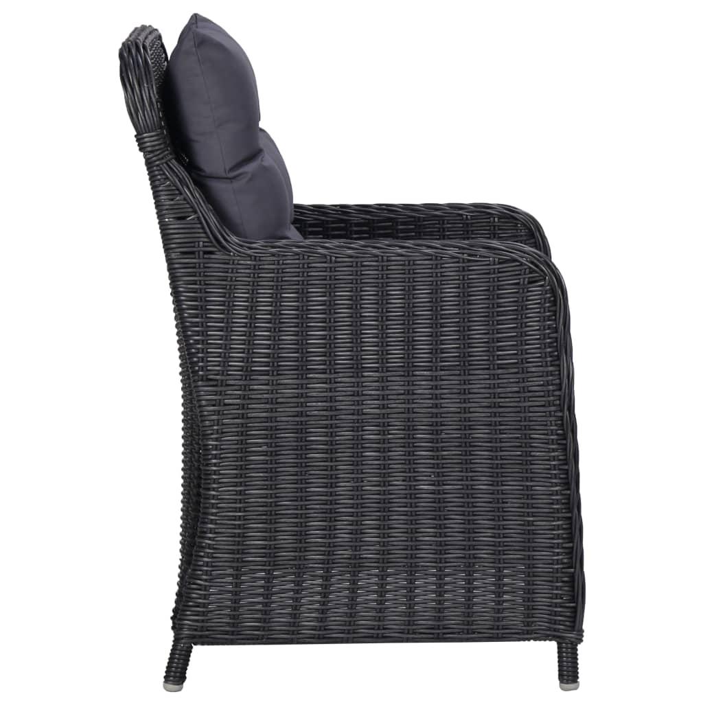 7 Piece Garden Dining Set Poly Rattan Black
