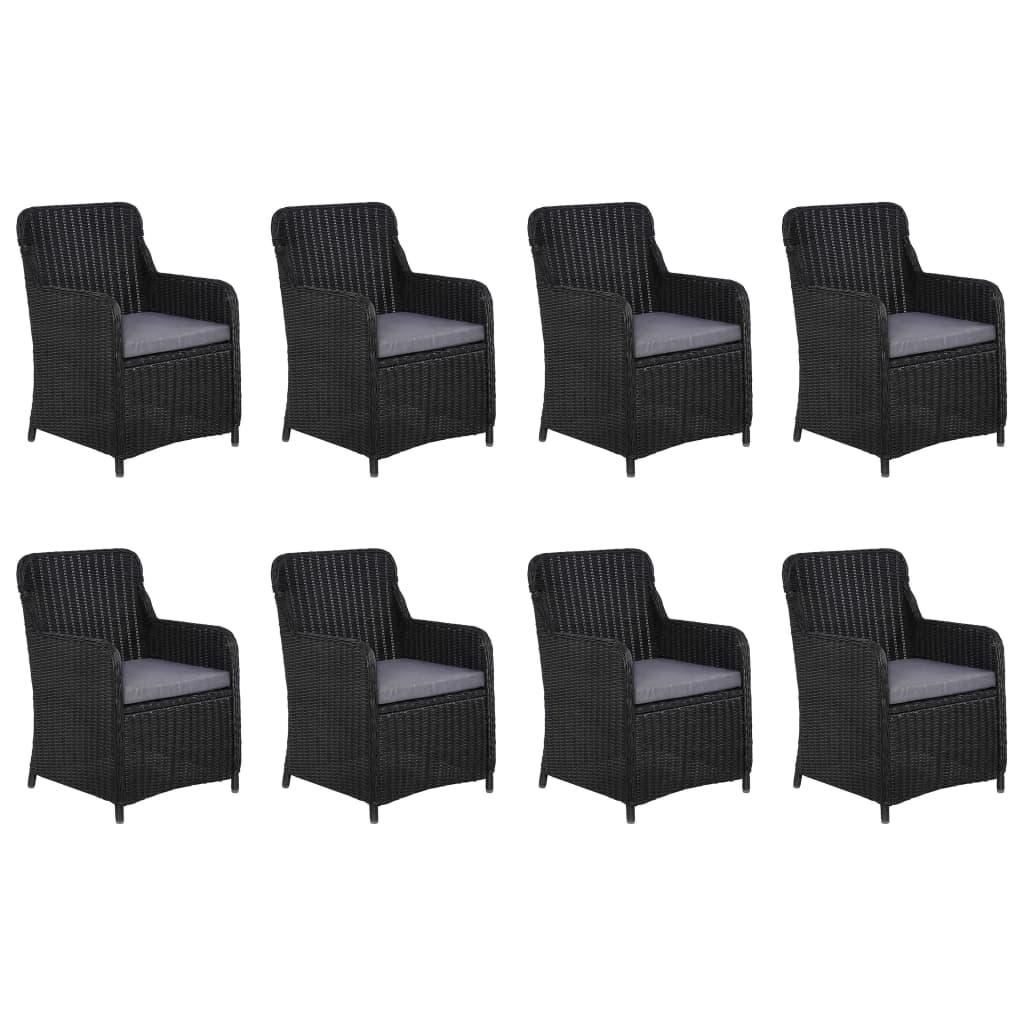 11 Piece Garden Dining Set Poly Rattan Black