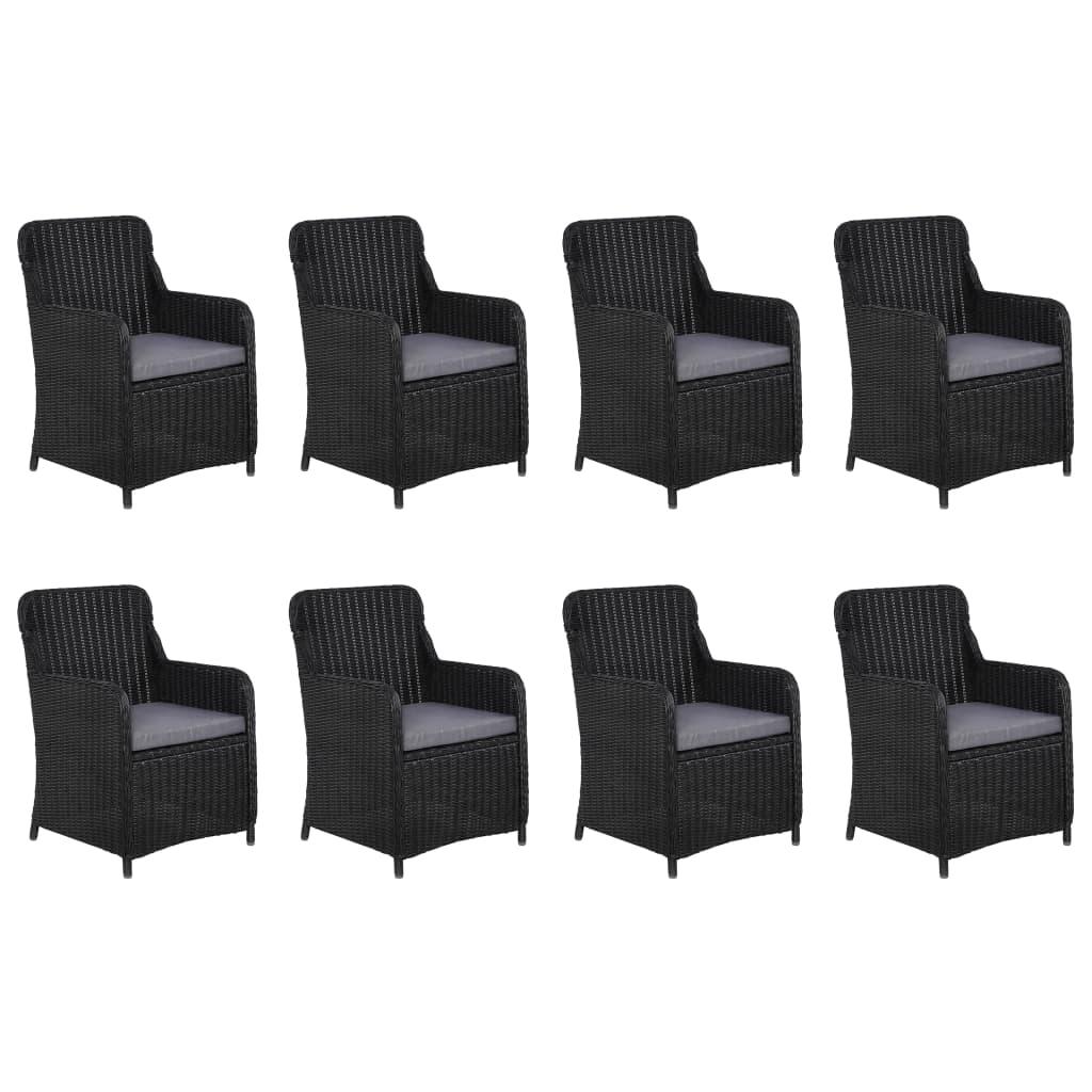 11 Piece Garden Dining Set Poly Rattan Black