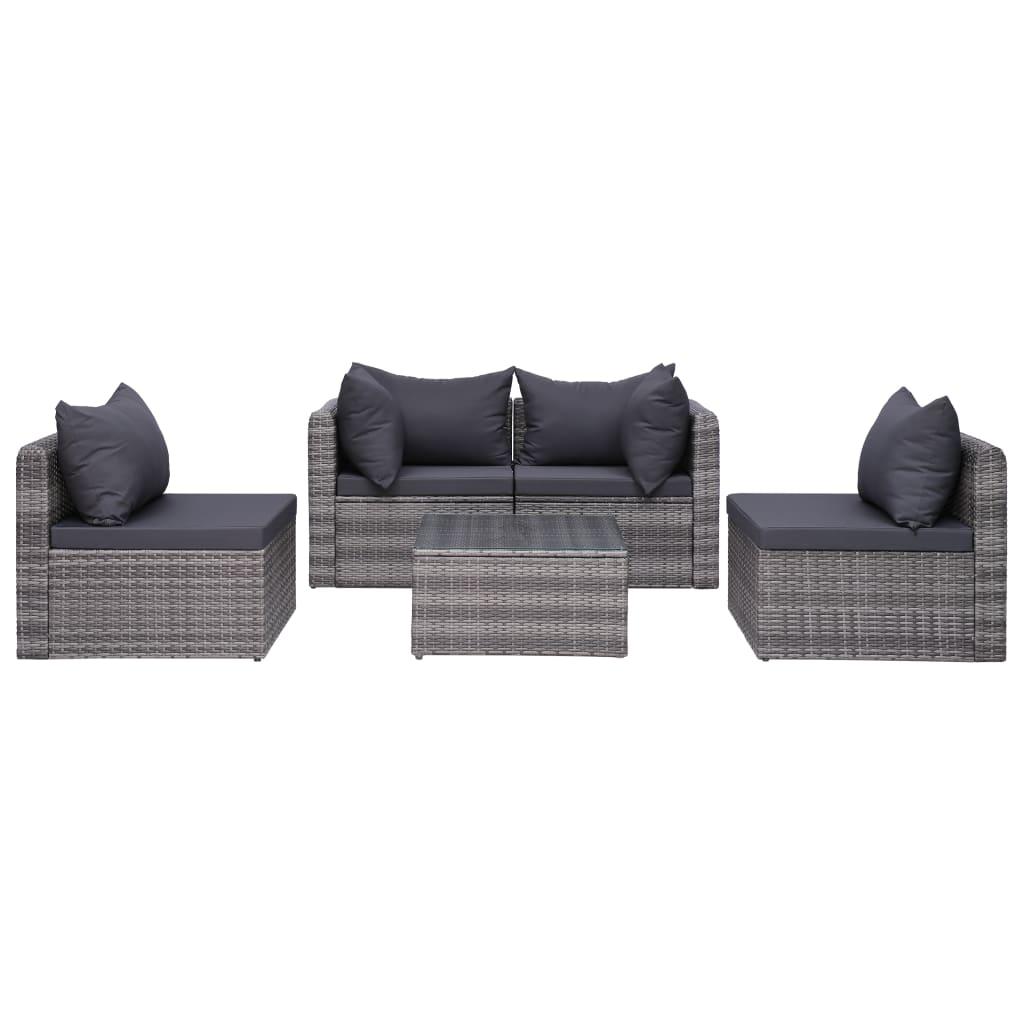 9 Piece Garden Lounge Set with Cushions Poly Rattan Grey