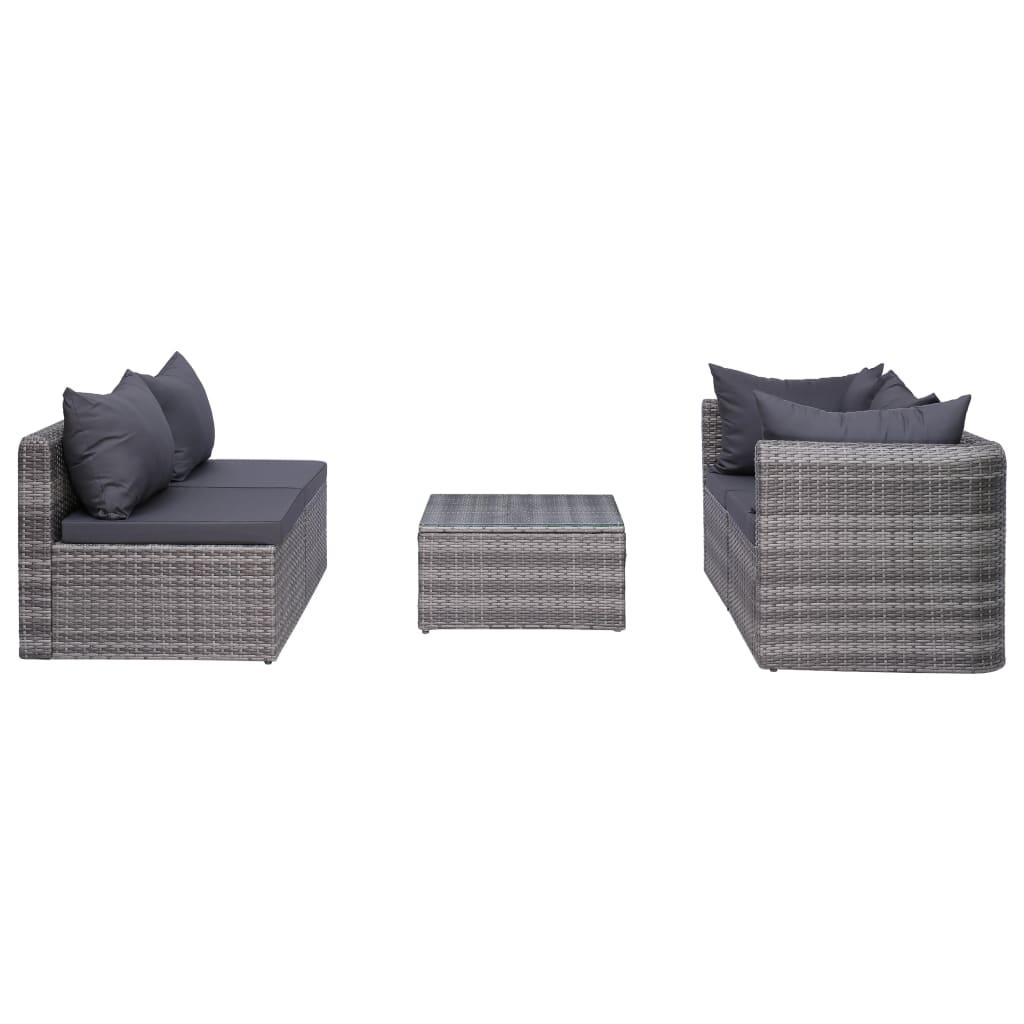 9 Piece Garden Lounge Set with Cushions Poly Rattan Grey