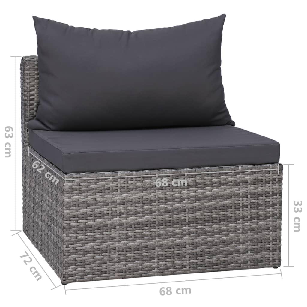9 Piece Garden Lounge Set with Cushions Poly Rattan Grey