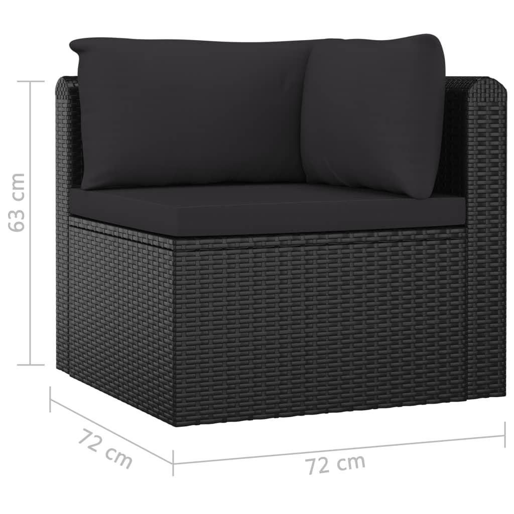 11 Piece Garden Lounge Set with Cushions Poly Rattan Black