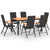 7 Piece Garden Dining Set Black and Brown