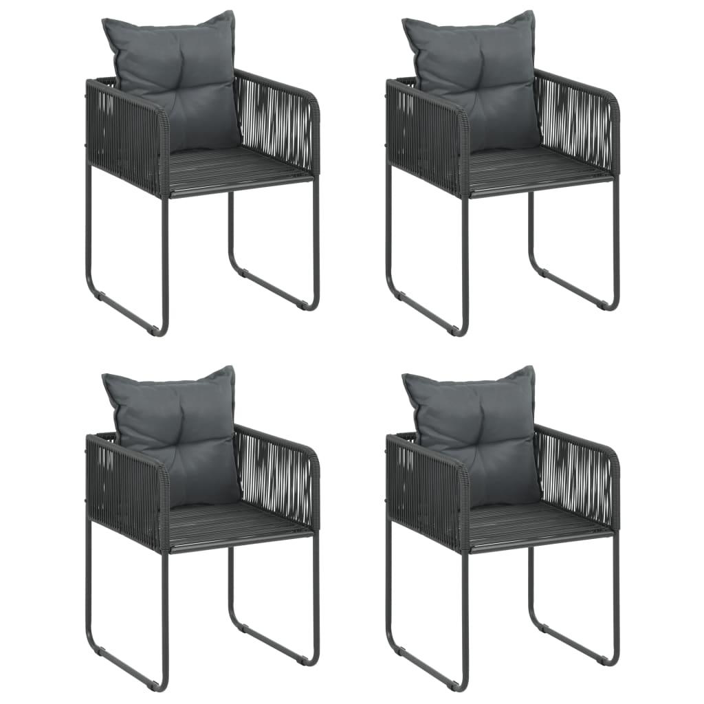 5 Piece Garden Dining Set PVC Rattan Black and Brown