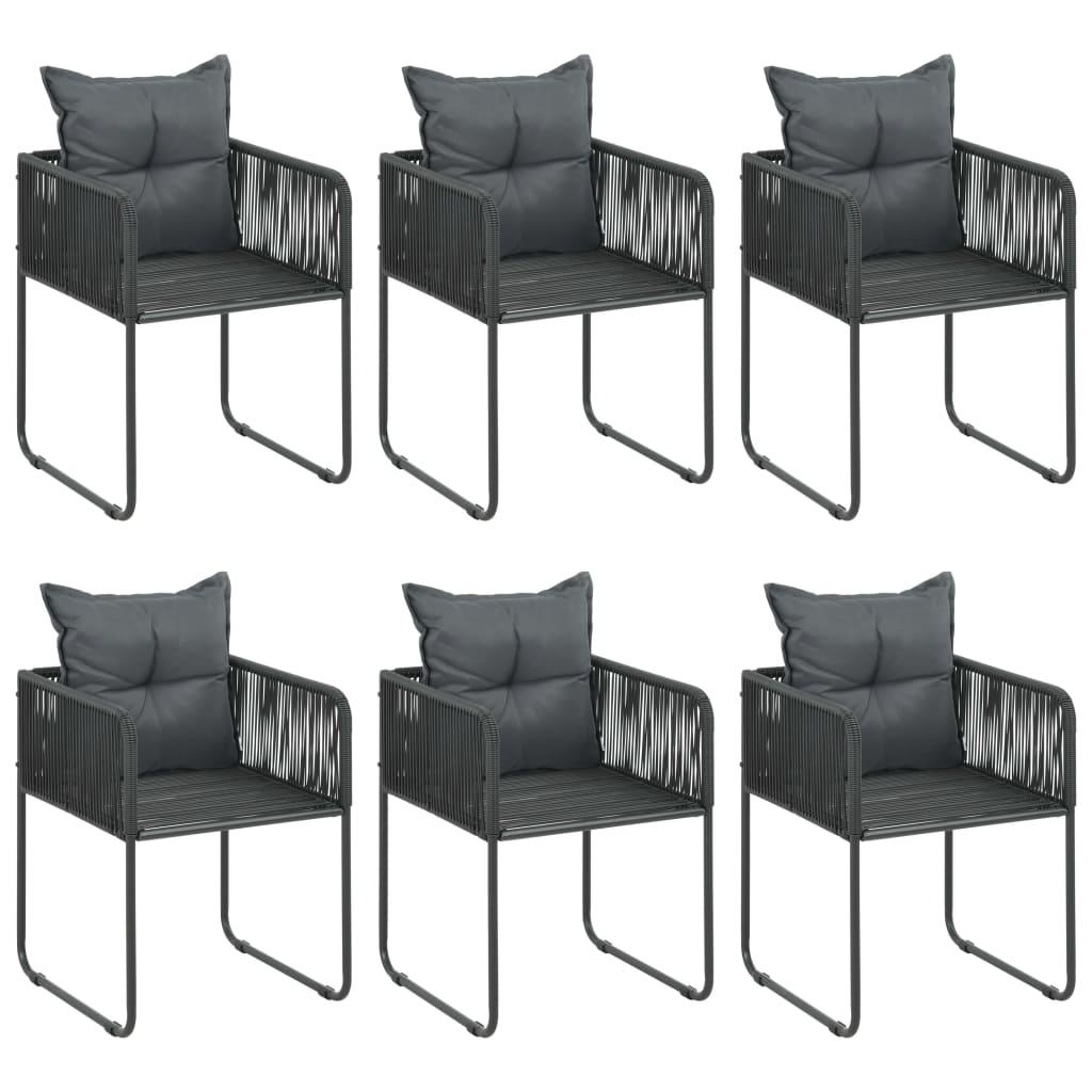7 Piece Garden Dining Set PVC Rattan Black and Brown