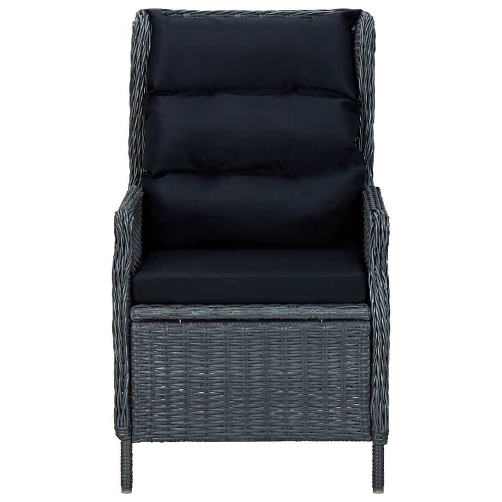 7 Piece Outdoor Dining Set with Cushions Poly Rattan Dark Grey