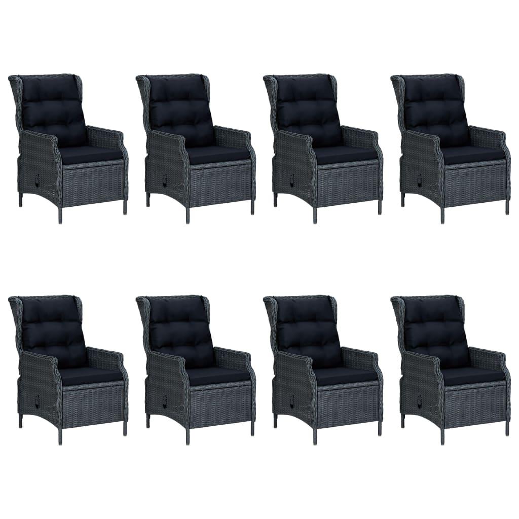 9 Piece Outdoor Dining Set with Cushions Poly Rattan Dark Grey